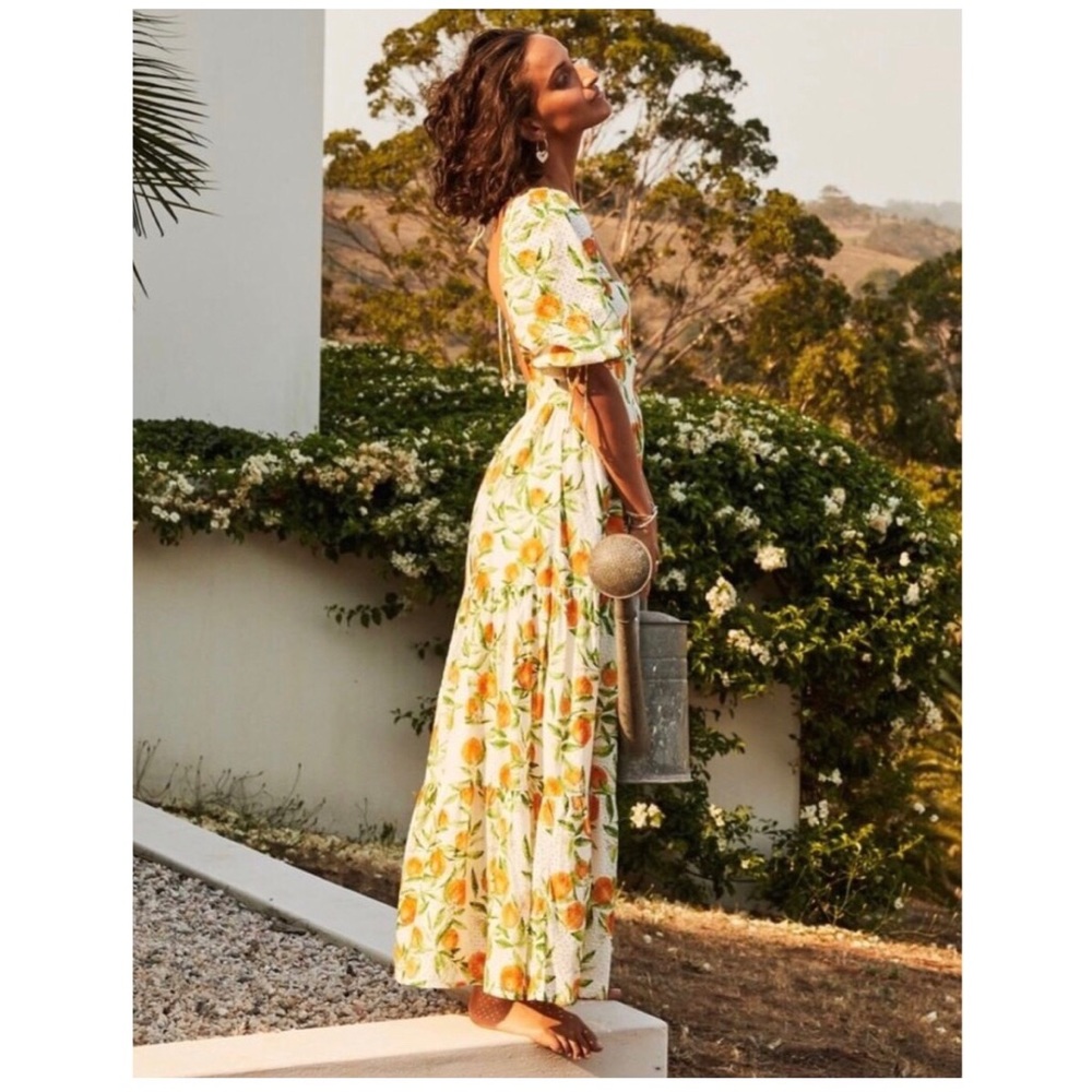 Palm Noosa Grove Street Orange Print Maxi Dress